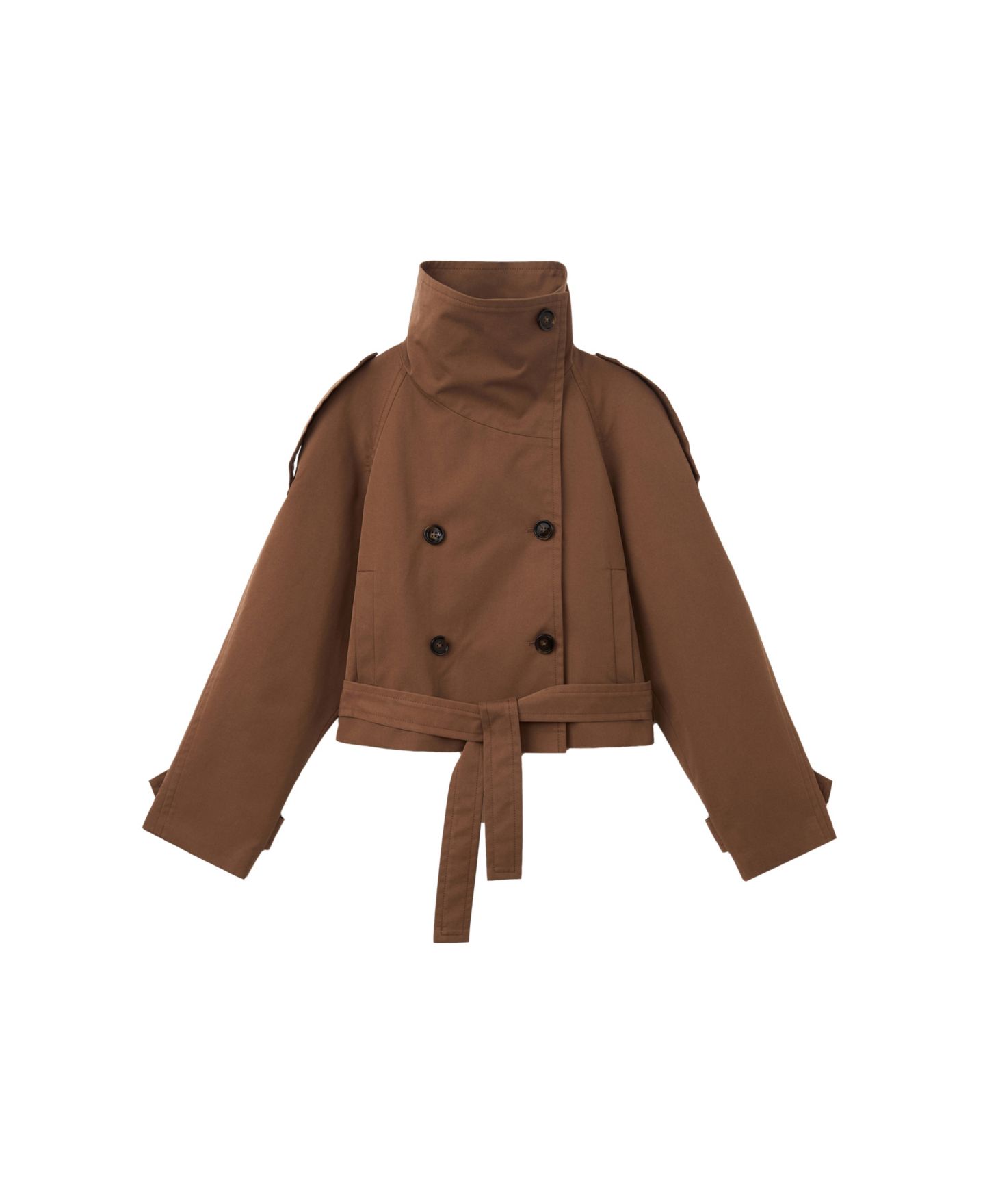 Женское пальто Mango Cropped Double-Breasted Trench, цвет: Коричневый — фото 1