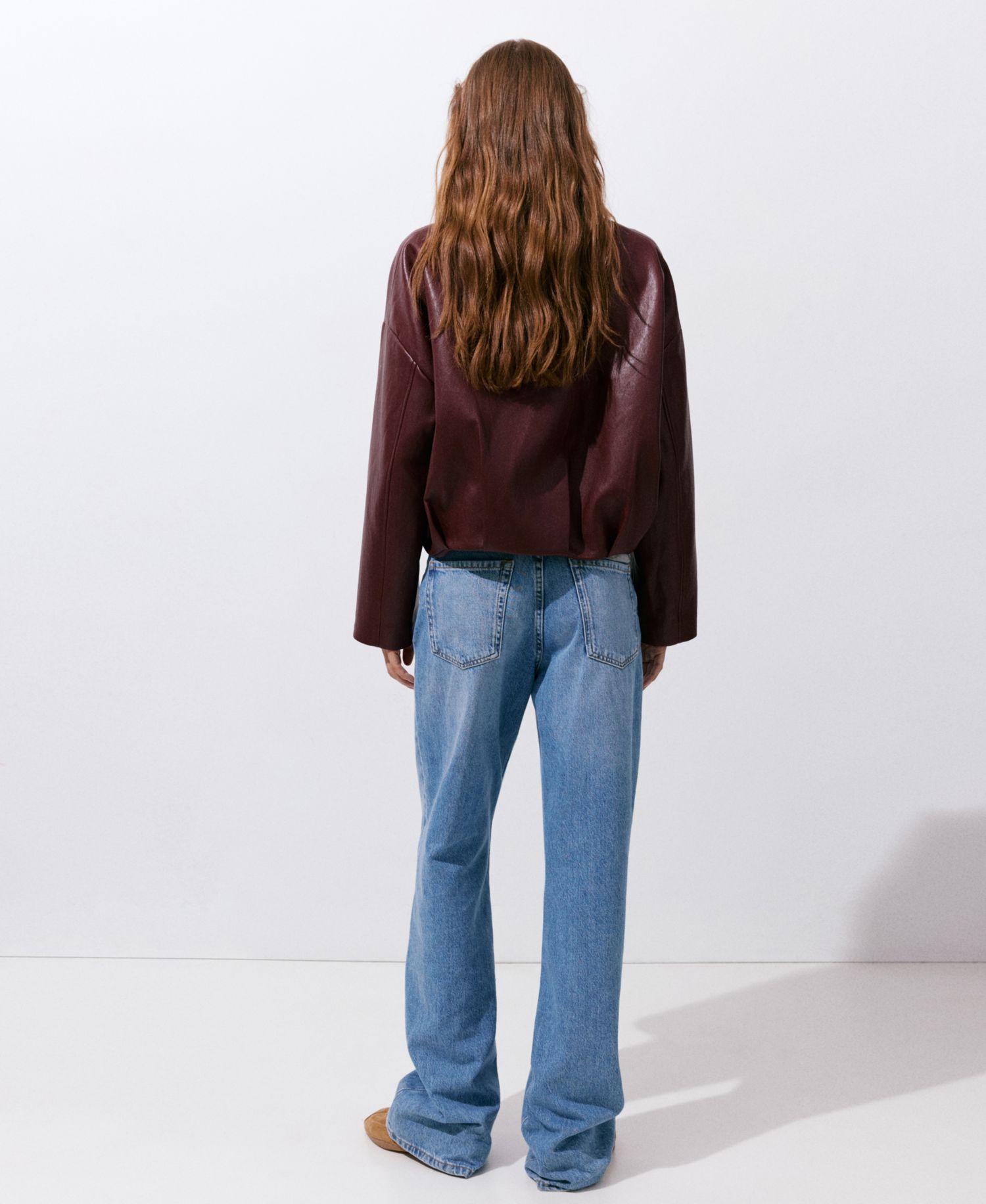 Women's Faux Leather Funnel Neck Jacket