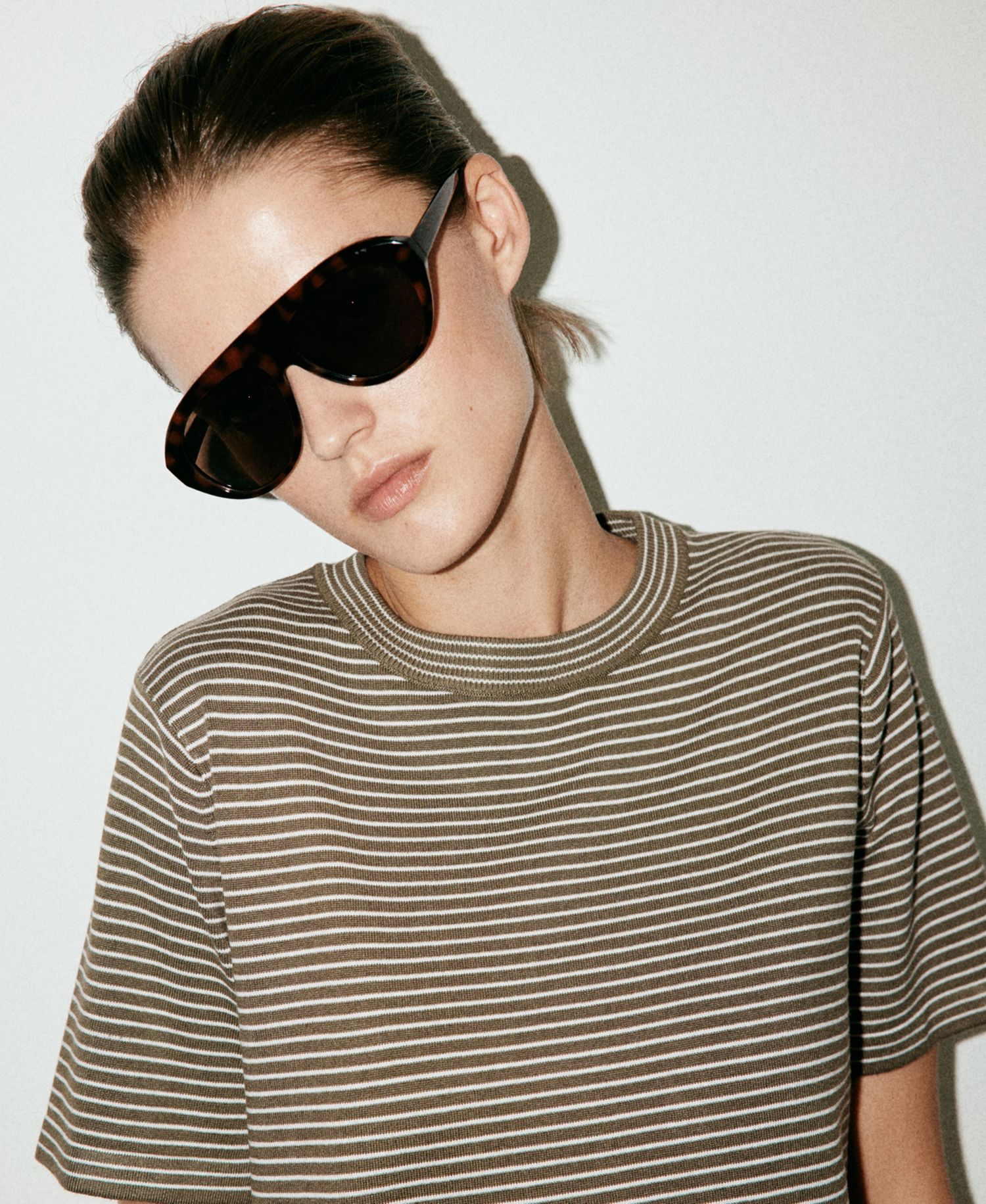 Women's New Now Short-Sleeve Striped Crewneck Sweater