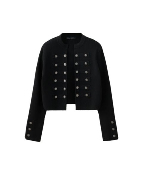 Женская куртка MANGO Jafar Fine-Knit Cropped Jacket, цвет: Чёрный