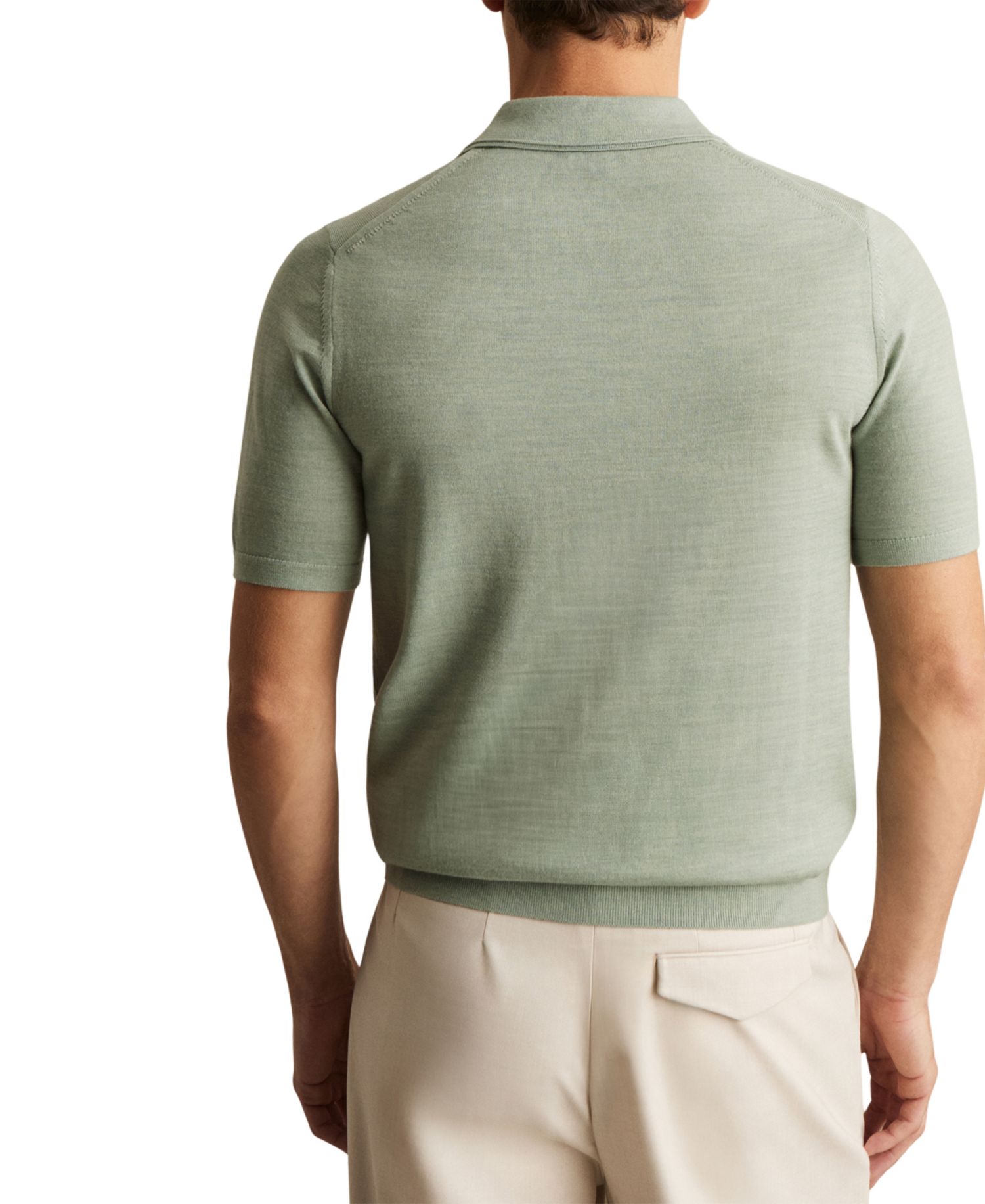 Men's Duchie Merino Wool Open-Collar Fine-Knit Polo Shirt
