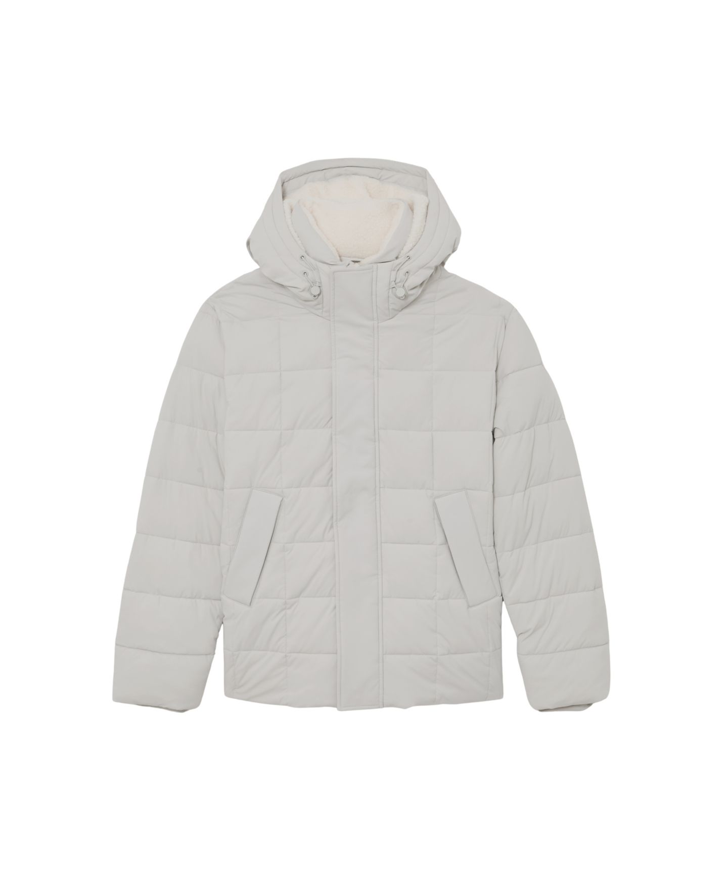 Мужская куртка REISS Klause Hooded Puffer Fleece-Lined, цвет: Серо-бежевый — фото 5