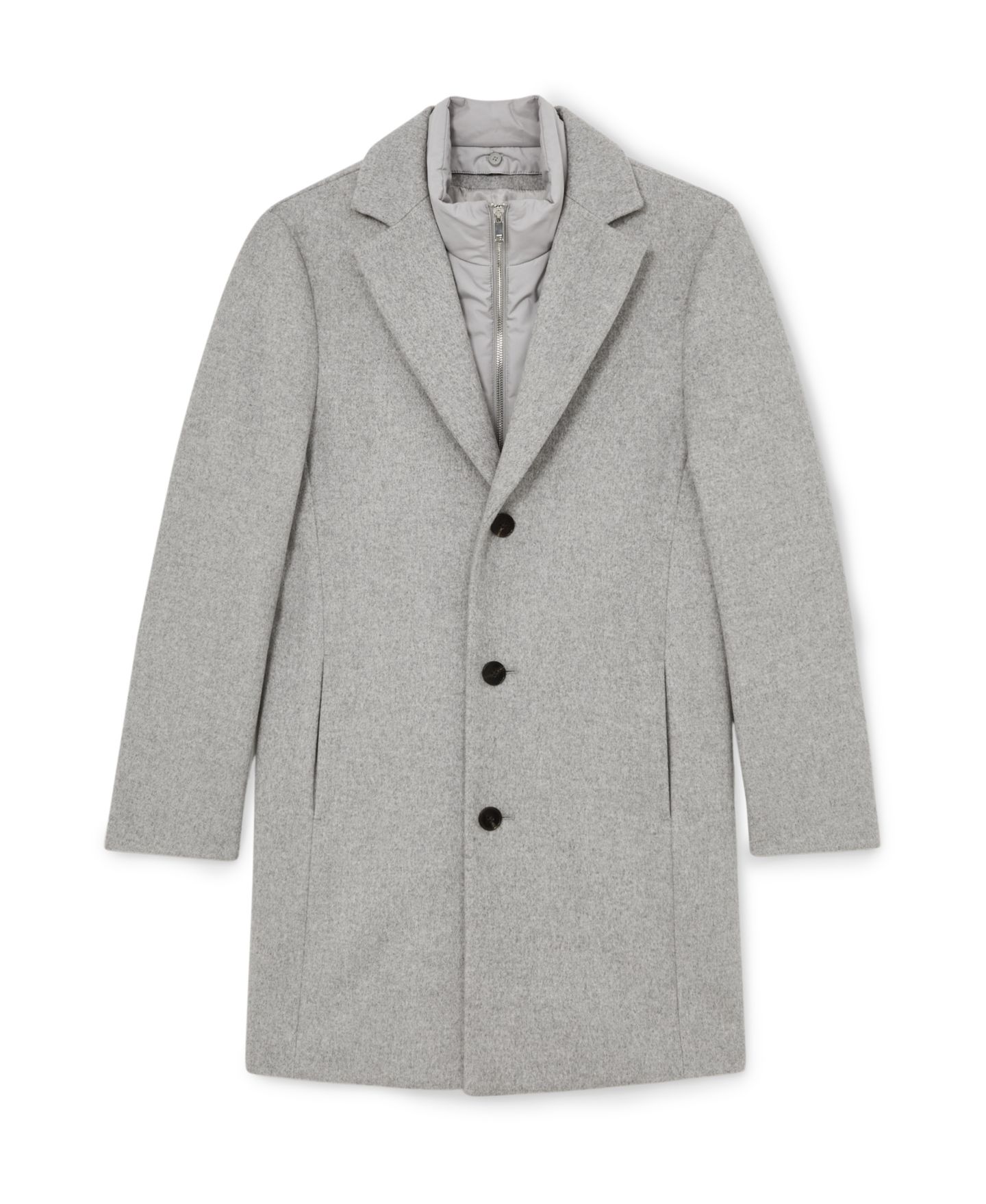 Мужское пальто REISS Gable Removable-Padded-Gilet Wool-Blend Single-Breasted Overcoat, цвет: Мягкий серый — фото 5