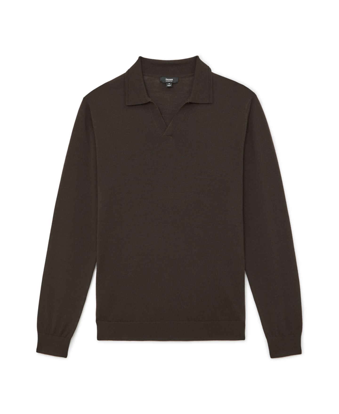 Мужской свитер REISS Milburn Merino Wool Open-Collar, цвет: Шоколадный коричневый — фото 4