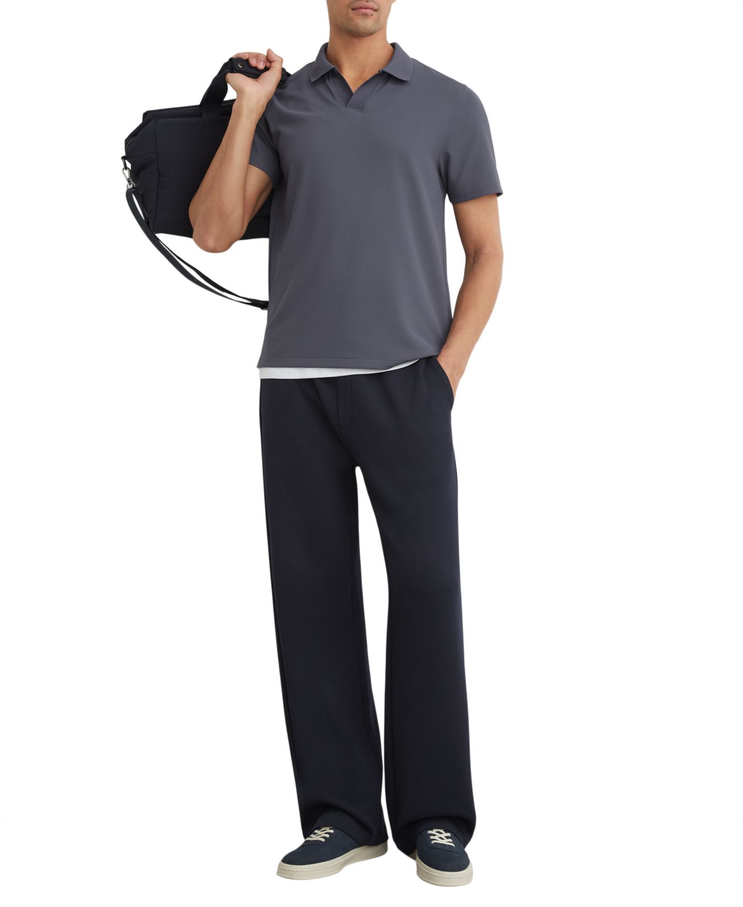 Men's Dover Slim-Fit Textured Open-Collar Polo Shirt