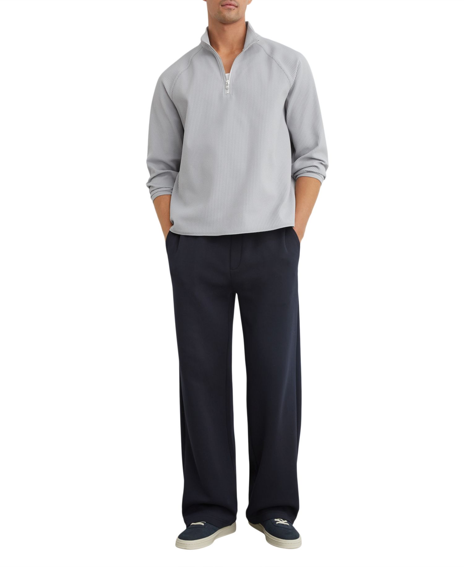 Men's Lennox Half-Zip Funnel-Neck Waffle-Knit Sweatshirt