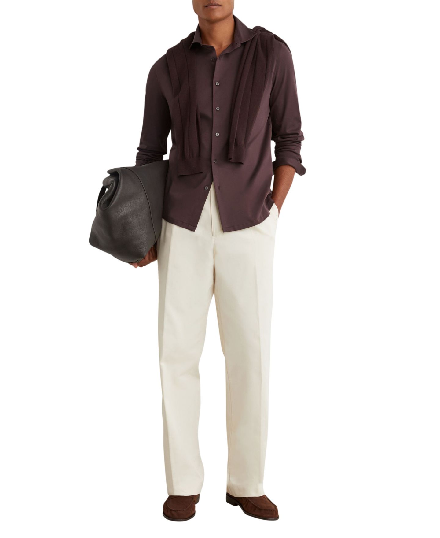 Мужская рубашка REISS Duke Air-Water Slim-Fit, цвет: Тёмный сливовый — фото 1