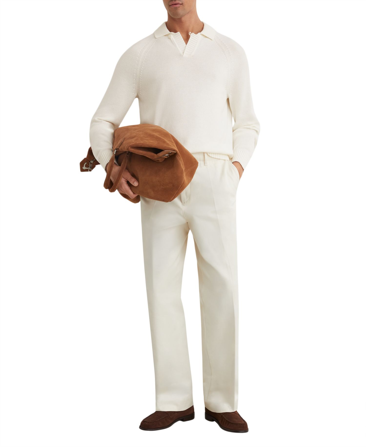Men's Ashdown Cotton Regular-Fit Open-Collar Polo Jumper