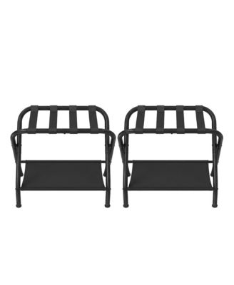 Set of 2 Suitcase Stands, Hotel Luggage Rack with Fabric Shelf, for Guest Room, Bedroom, Foldable