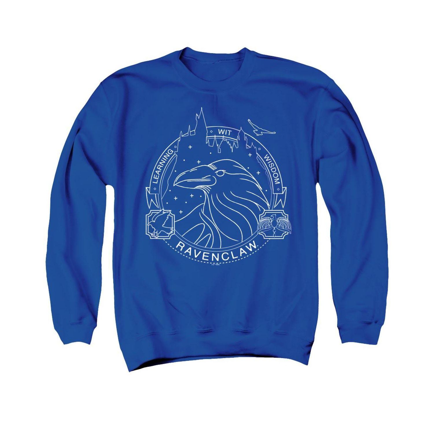 Men's Ravenclaw Line Art Badge Graphic Long-Sleeve Crewneck Sweatshirt