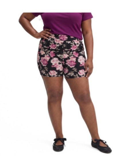 Женские шорты Torrid Plus Size Pocket Bike Short, цвет: С принтом чёрный