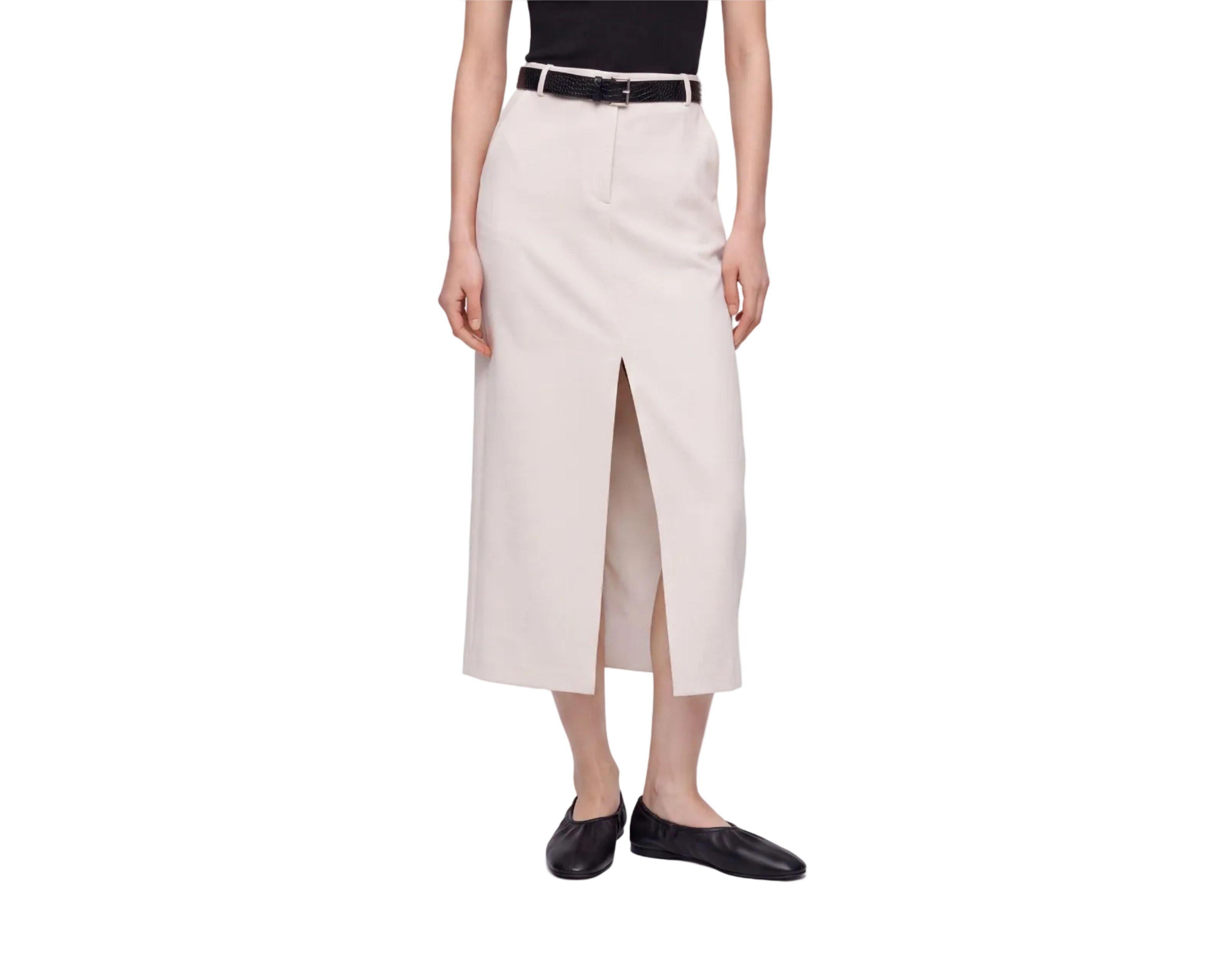 Nocturne Women's Belted Front-Slit Maxi Skirt