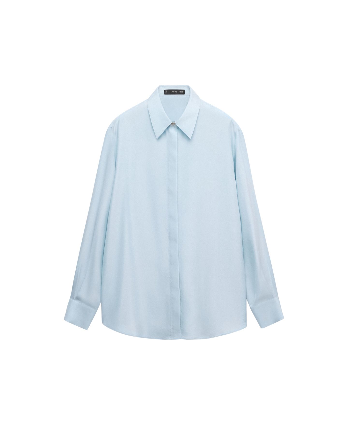 Женская блузка Mango Selection Long-Sleeve Oversized Button-Up, цвет: Небесно-голубой — фото 1