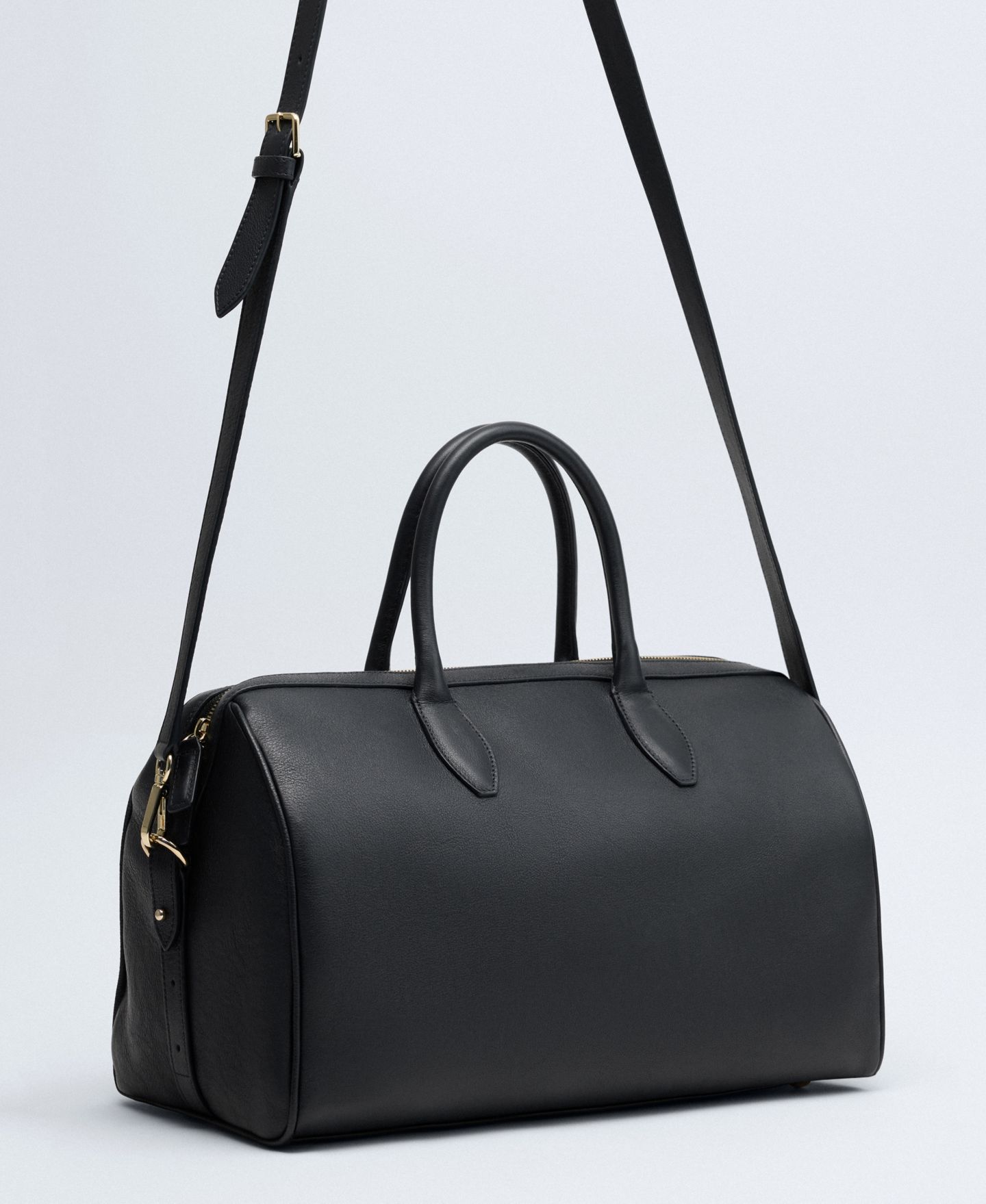 Женская сумка MANGO Selection Double-Handle Leather Work Satchel, цвет: Тёмно-синий — фото 2