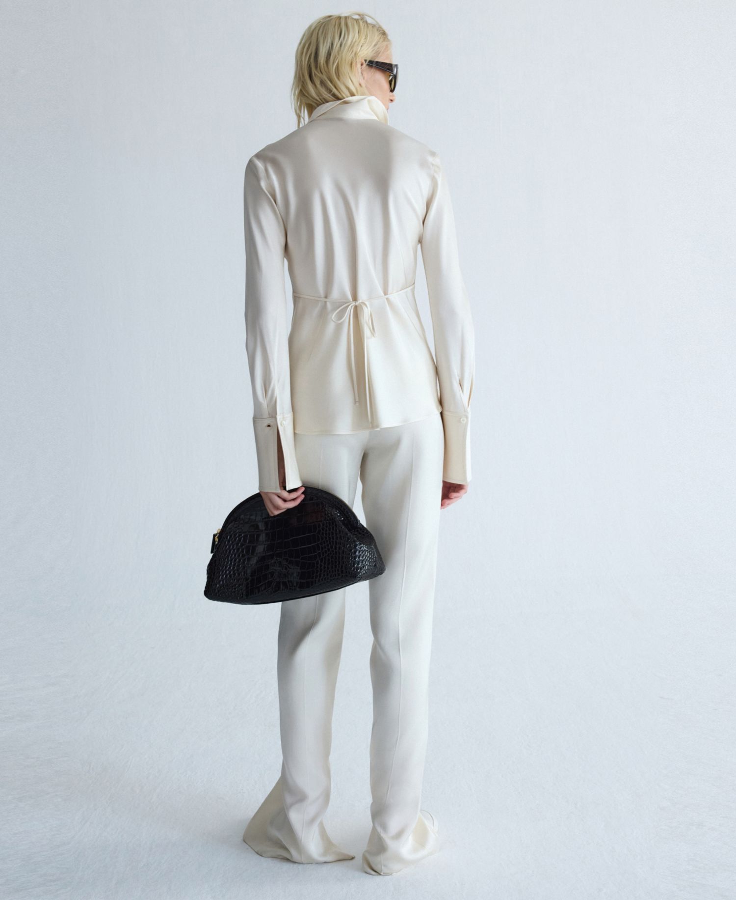 Women's Selection Straight Satin Side-Slits Pants