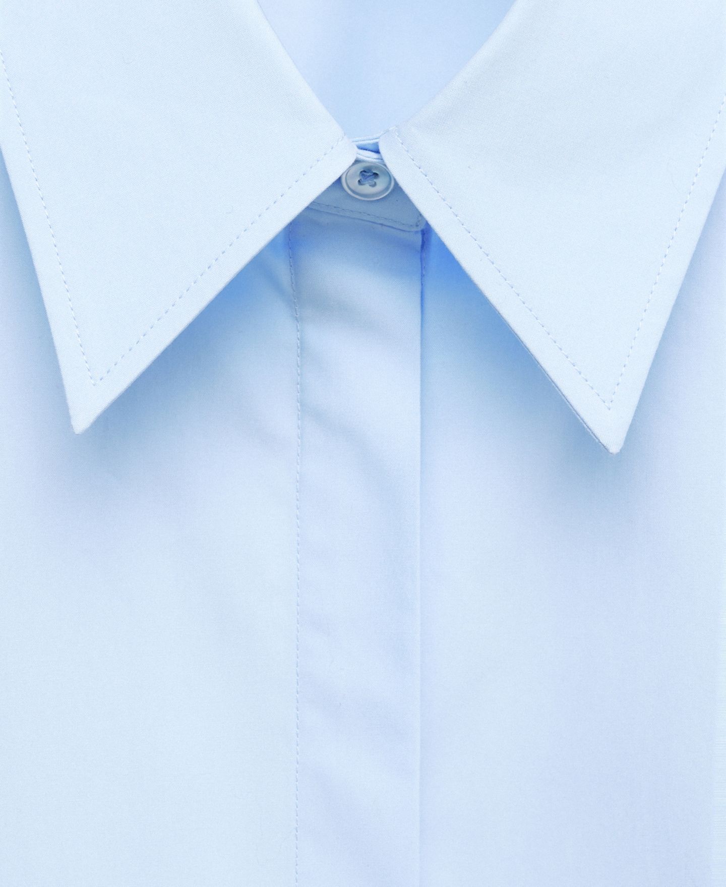 Женская рубашка Mango Selection Long-Sleeve Straight-Fit Poplin, цвет: Небесно-голубой — фото 6