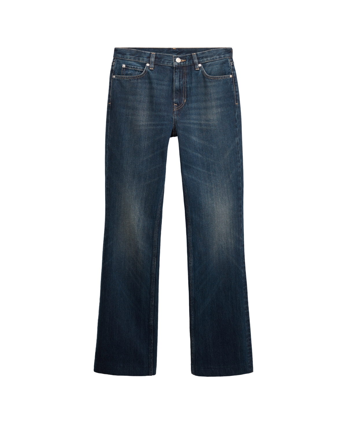 Mango Women's Selection High-Rise Distressed Flared Denim Jeans - Dark Vintage Blue