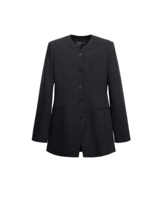 Women's Selection Pinstripe V-Neck Wool-Blend Blazer