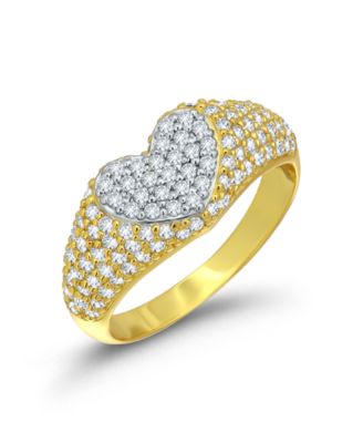Cubic Zirconia Two-Tone Heart Pinky Ring