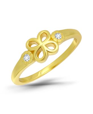 Gold-Plated Cubic Zirconia Band Pinky Ring