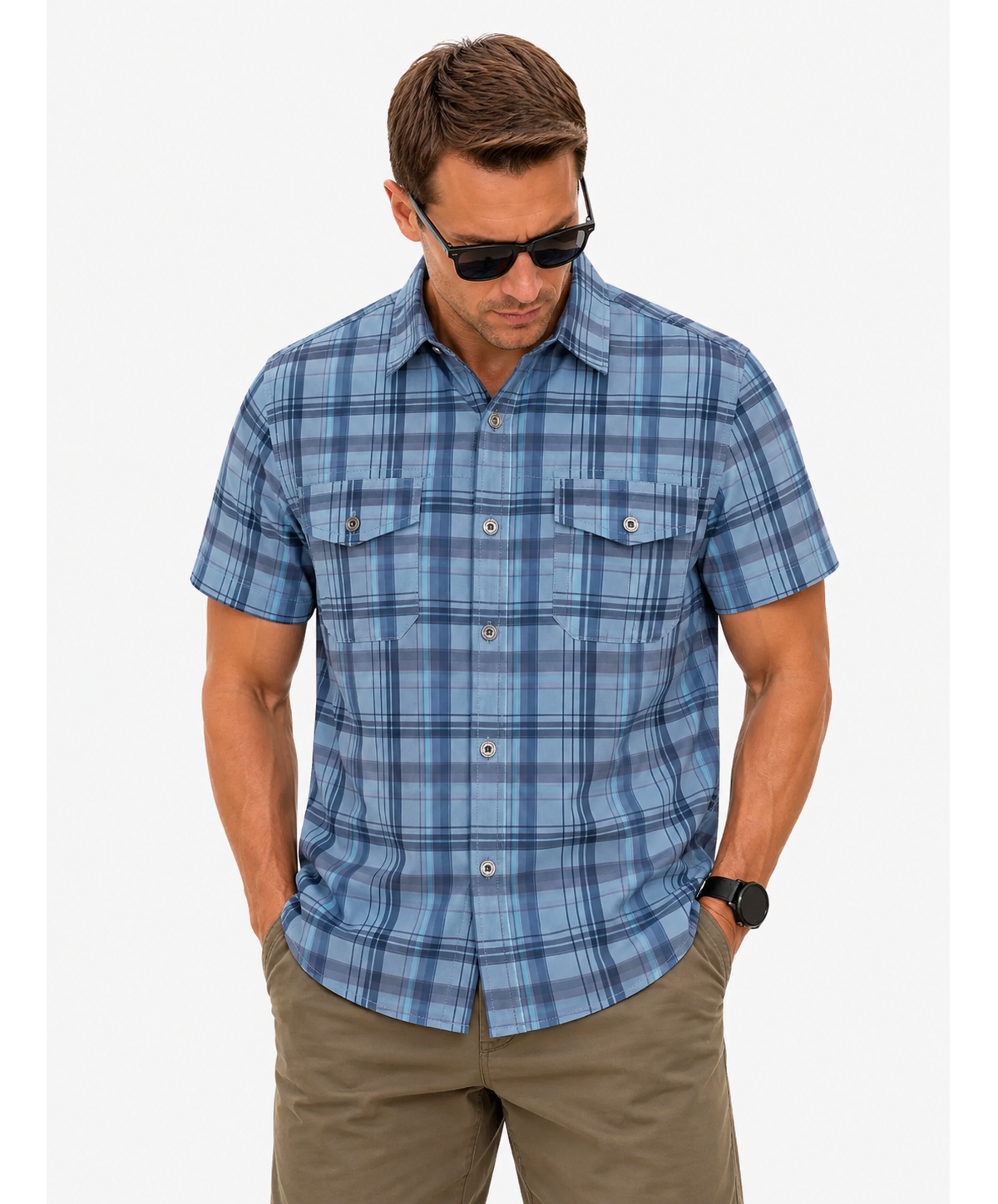 Spyder Men's Seaside Plaid Short-Sleeve Regular-Fit Shirt