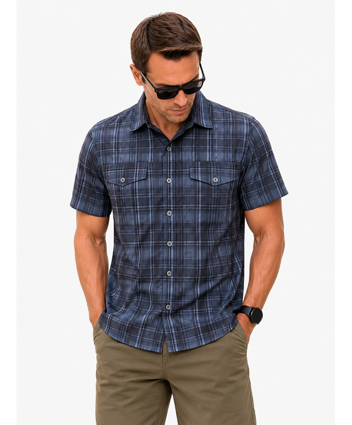 Spyder Men's Seaside Plaid Short-Sleeve Regular-Fit Shirt