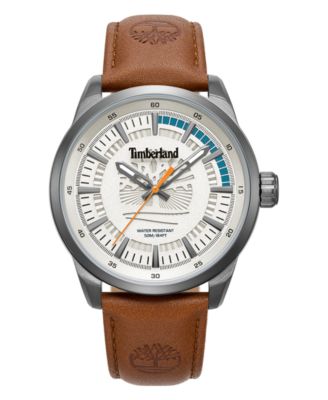 Men's Three-Hand Quartz Brown Leather Watch 44mm