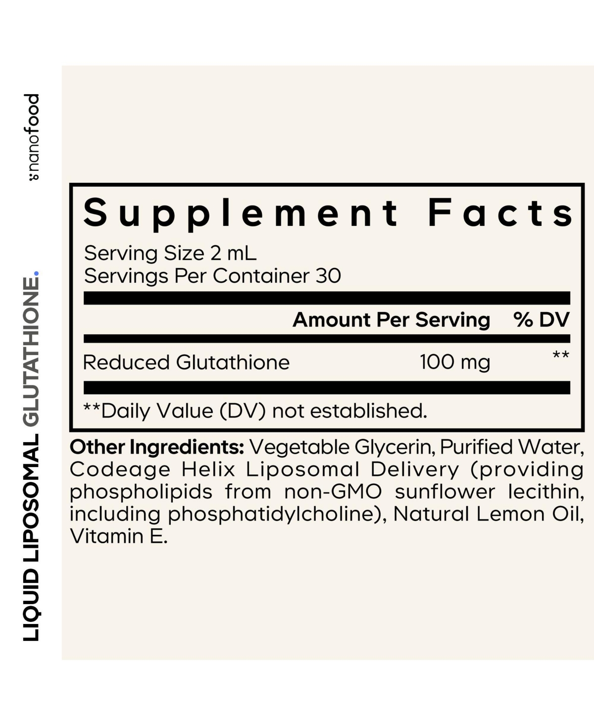 Codeage Nanofood Liquid Liposomal Glutathione, Reduced Glutathione, Lemon Flavor, Non-gmo, 2 Fluid Ounce