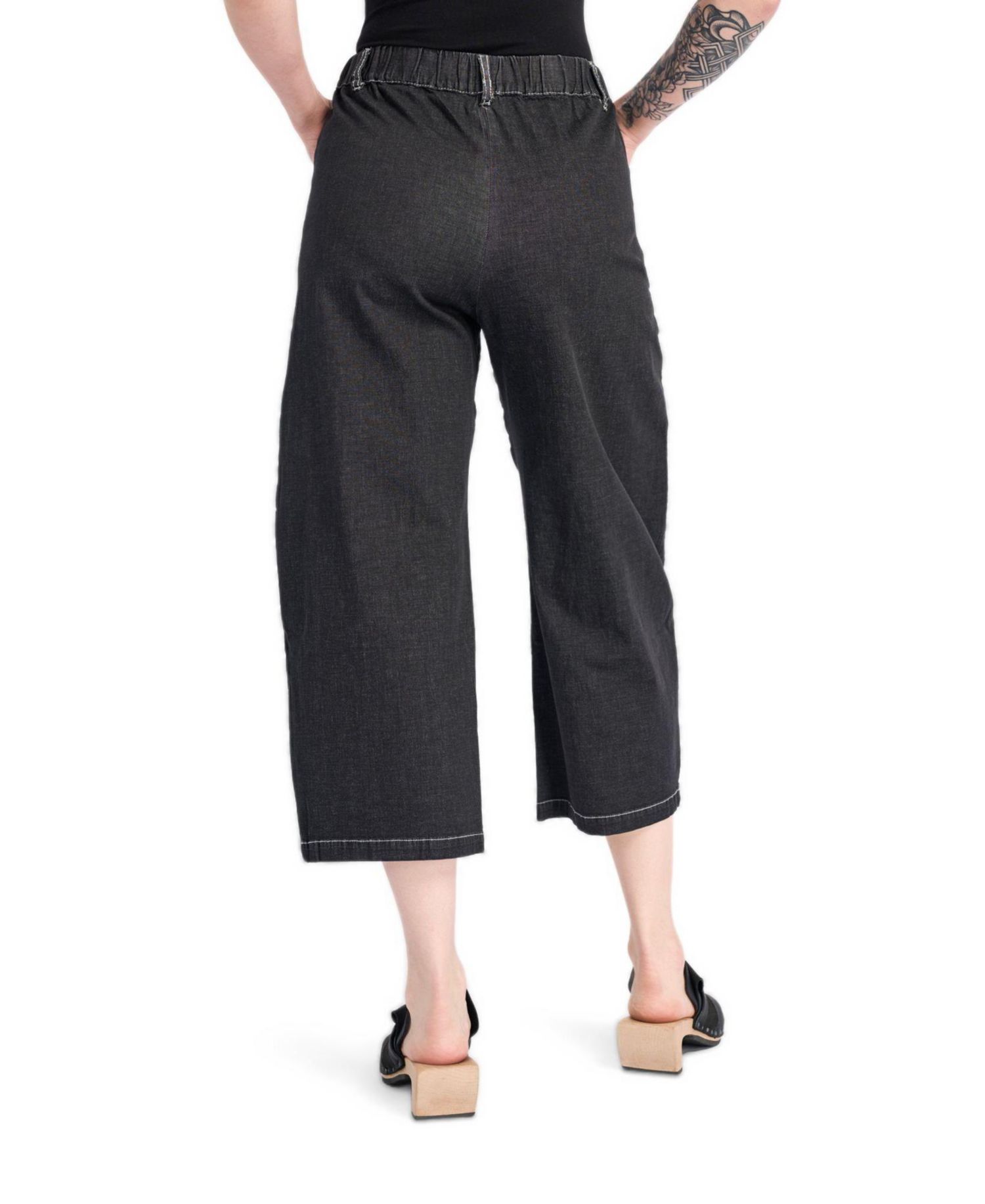 Women's Palma High-Waisted Cropped Wide-Leg Denim Capri Pants