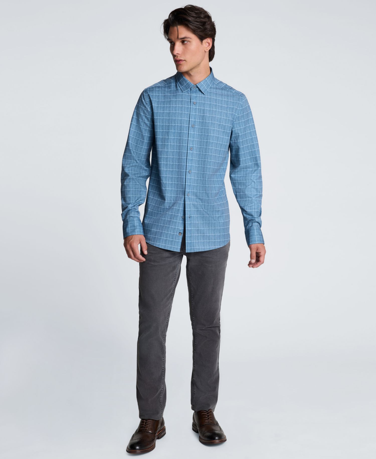 Men's Plaid Point Collar Classic-Fit Shirt