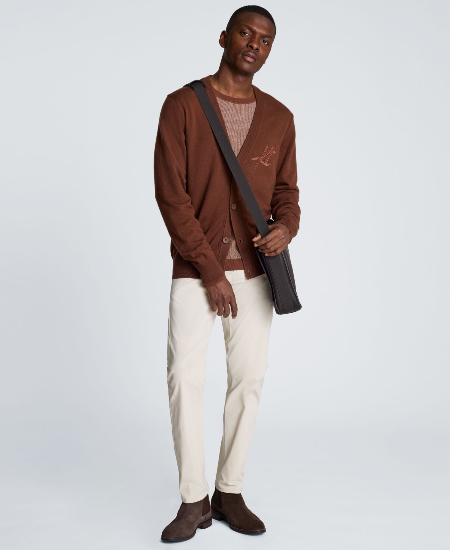 Men's Logo V-Neck Slim-Fit Cardigan Sweater