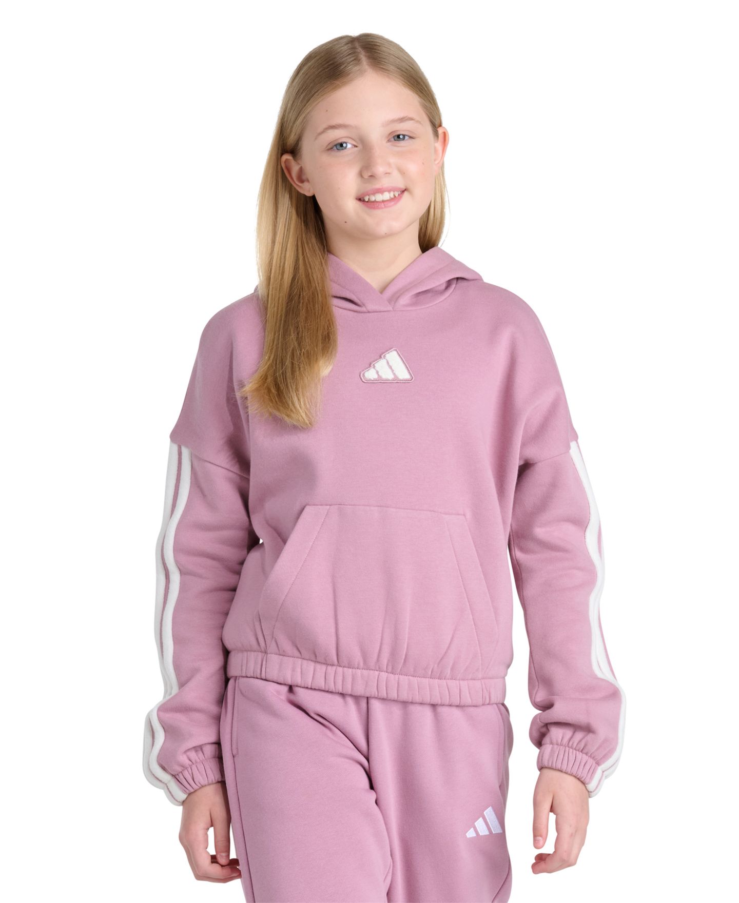 Детское худи adidas Sherpa 35 со спущенными плечами, 8-16, цвет: Розовато-лиловый — фото 1