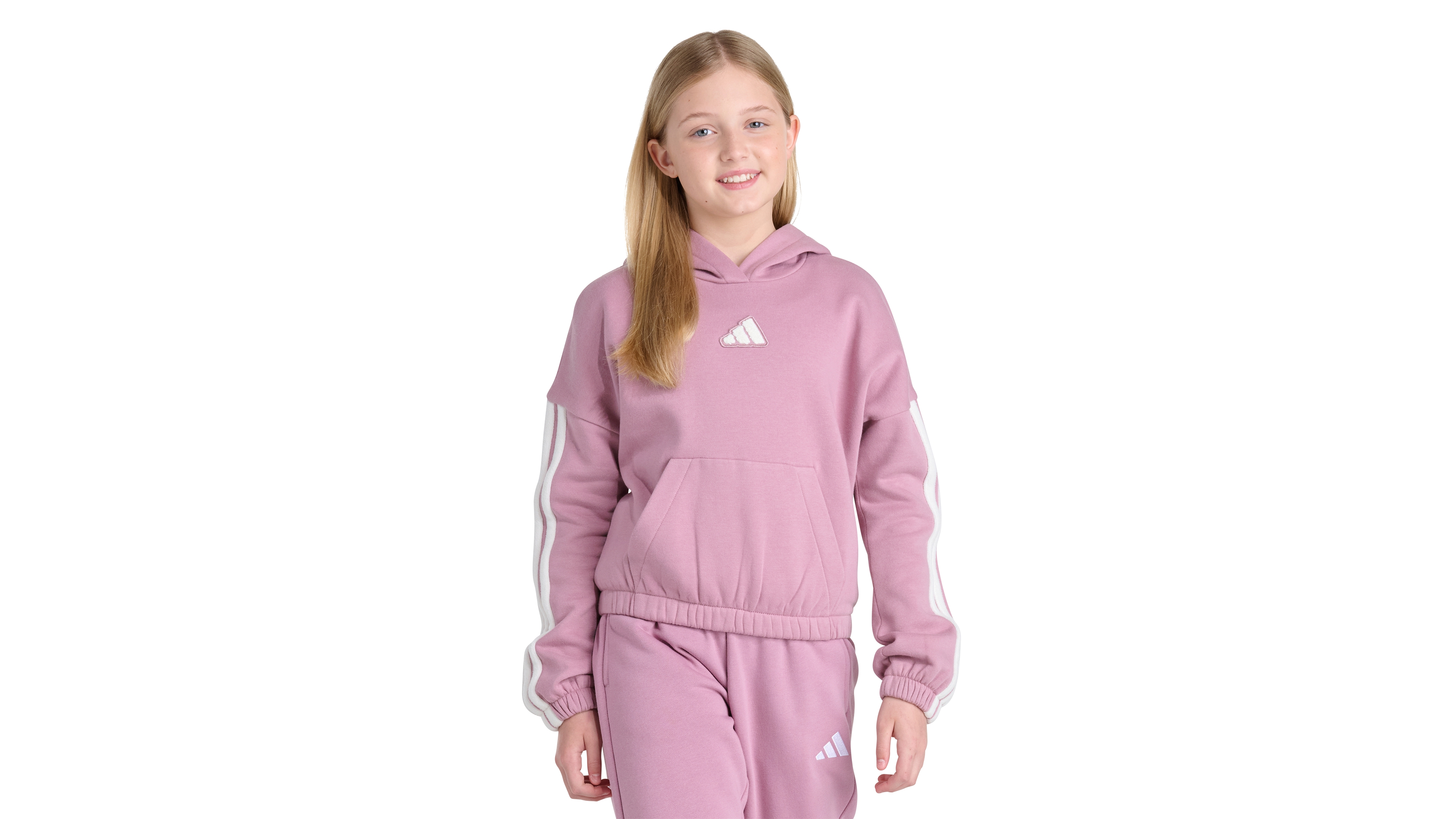 adidas Girls' 8-16 Sherpa 35 Drop-Shoulder Pullover Hoodie