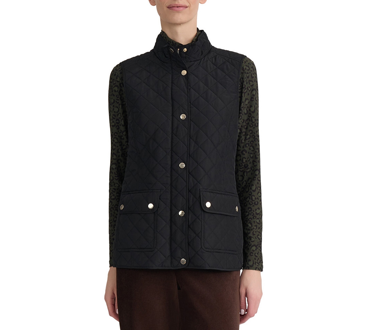 Jones New York Women's Quilted Mock-Neck Vest - Jones Black