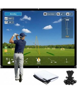9x7ft Golf Simulator Impact Screen -  2-Layer Polyester Hitting Screen, 14 Grommets and 10 Bungee Cords, HD Projector Screen