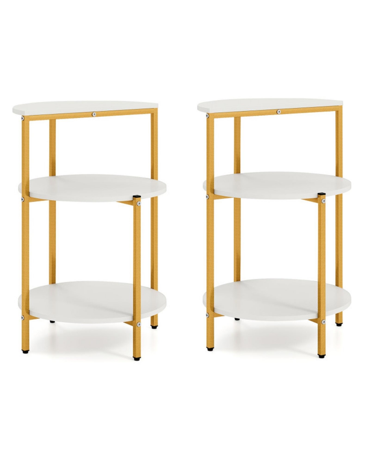 Gouun 17-Inch 3-Tier Round End Table Set for Small Spaces