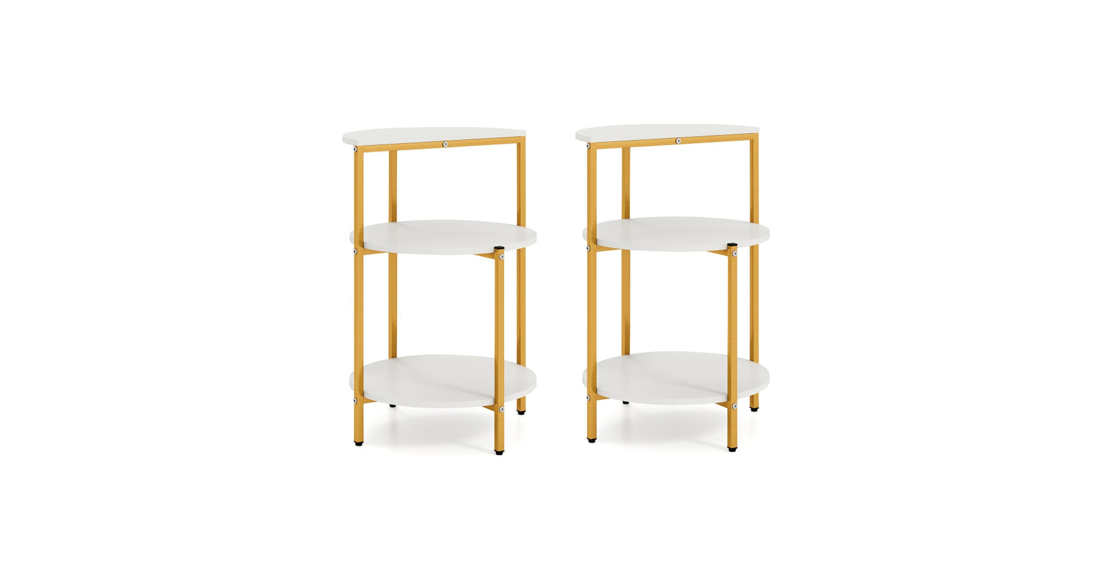 Gouun 17-Inch 3-Tier Round End Table Set for Small Spaces
