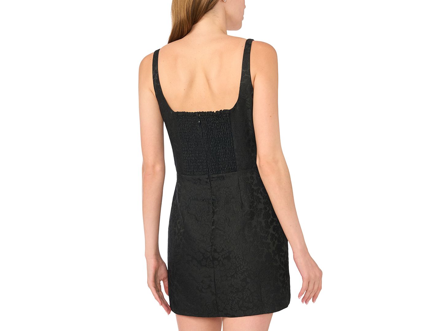 Женское платье Parker Floral-Print Square Neck Mini, цвет: Насыщенный чёрный — фото 4