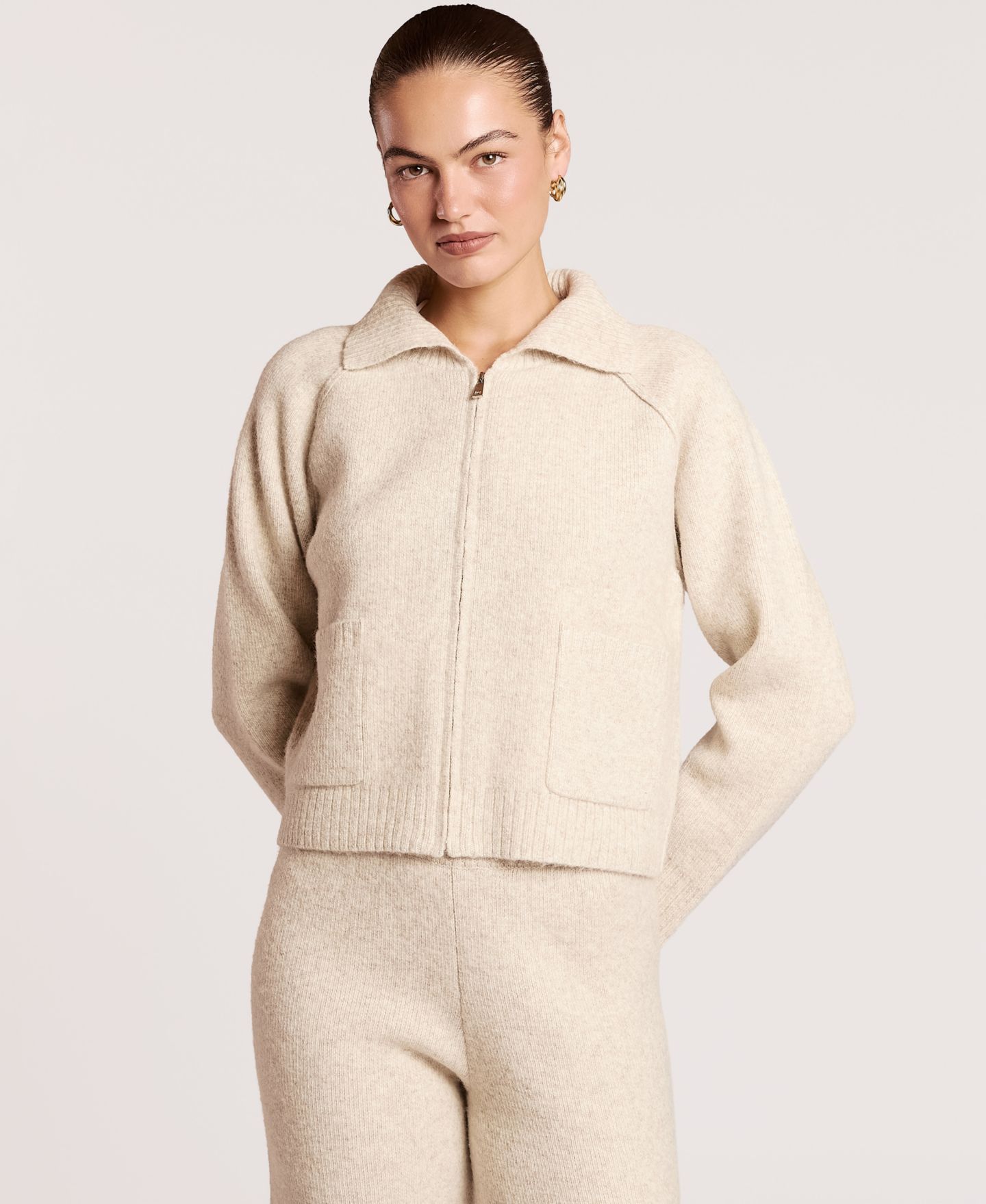 Женский кардиган 4th & Reckless Madeleine Long-Sleeve Full-Zip Funnel-Neck, цвет: Кремовый — фото 4