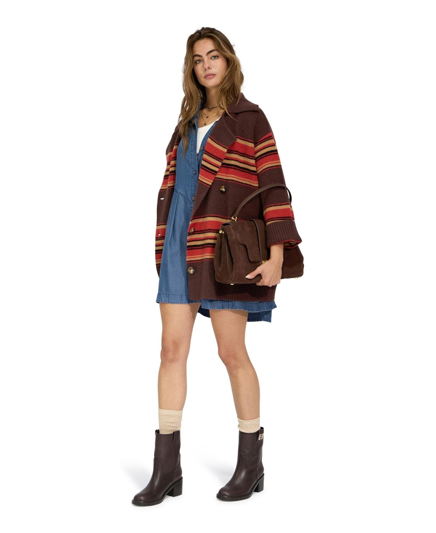 Женский свитер Belle & Bloom So Many Likes Oversized Knitted Cardi, цвет: Шоколадный — фото 5