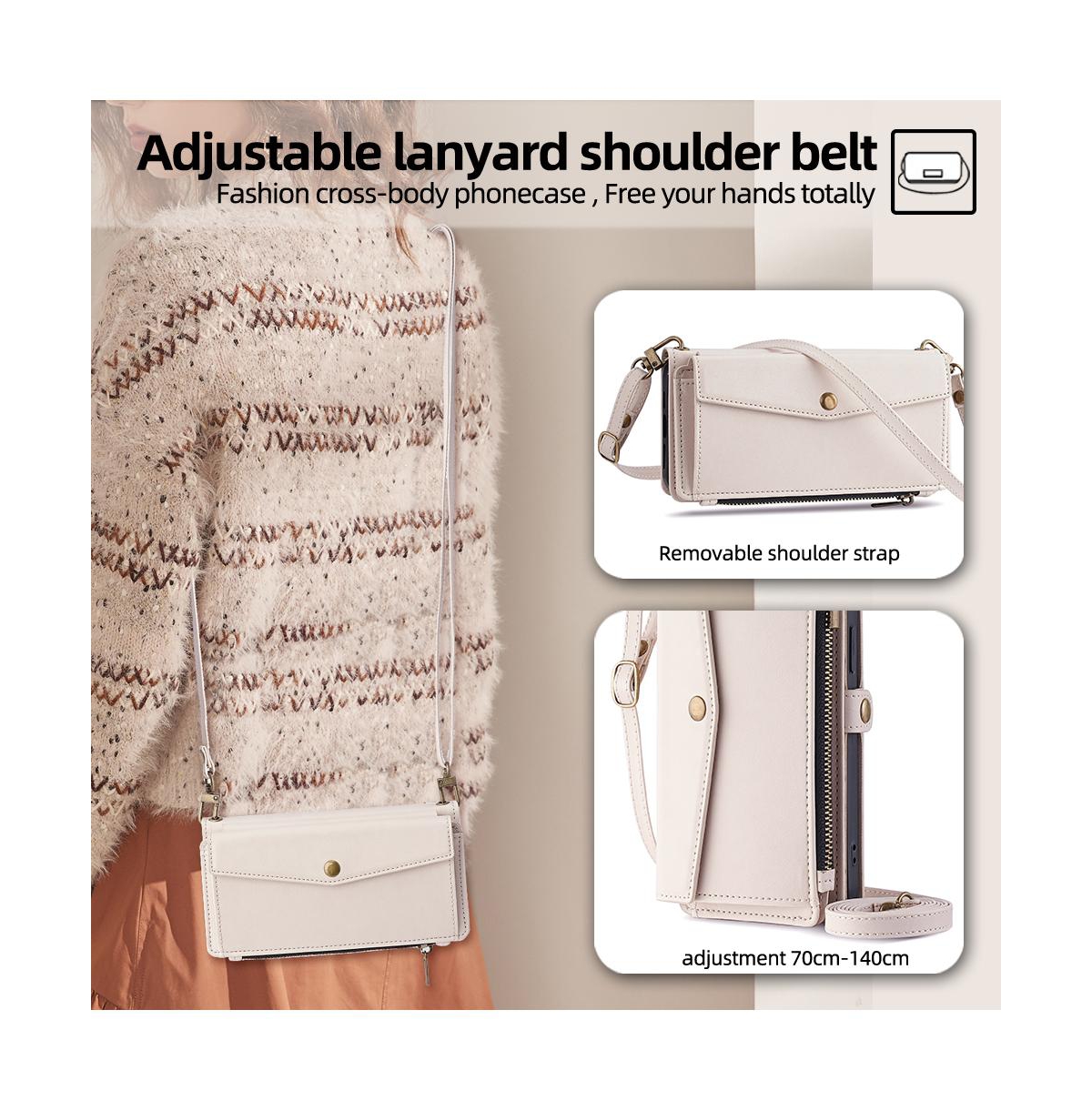 Artudatech Card Holder Detachable Shoulder Strap Wallet Case for iPhone 12–17