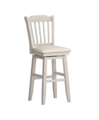 Lea Slat Swivel Bar Stool with Linen Seat