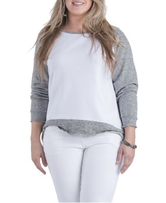 Plus Size Neesa French Terry Raglan Sleeve Crewneck Top