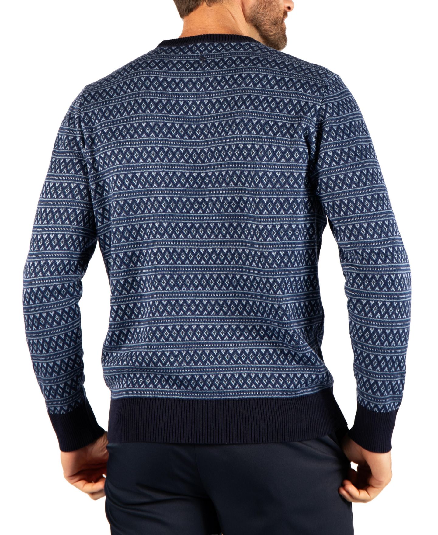 Мужской свитер Tailorbyrd Fairisle Crew Neck, цвет: Джинсовый — фото 2