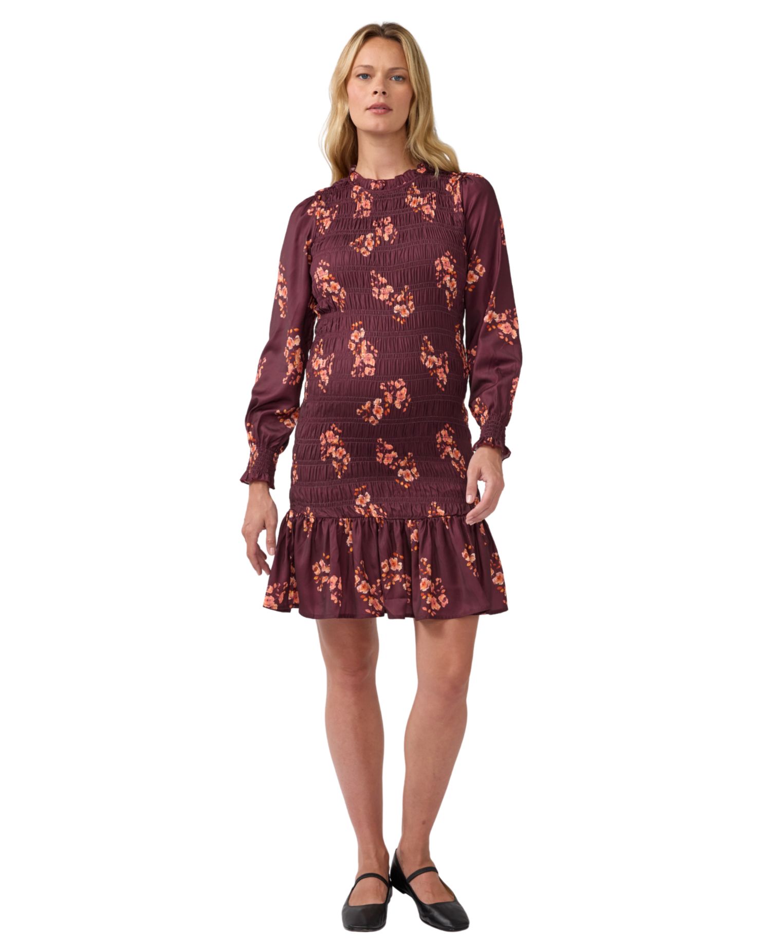Women's Ingrid + Isabel Long Sleeve Smocked Floral Mini Dress