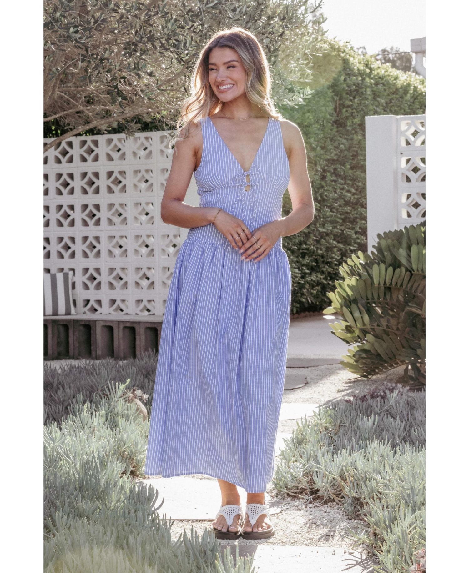 Women's Vanessa V-Neck Striped Maxi Dress