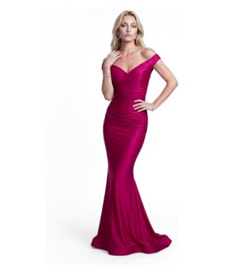 Women's Ruched Off-the-Shoulder Mermaid Gown