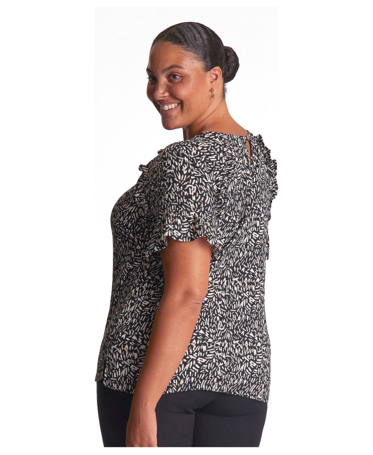 Estelle Women's Abstract Geo Print Short Sleeve Top