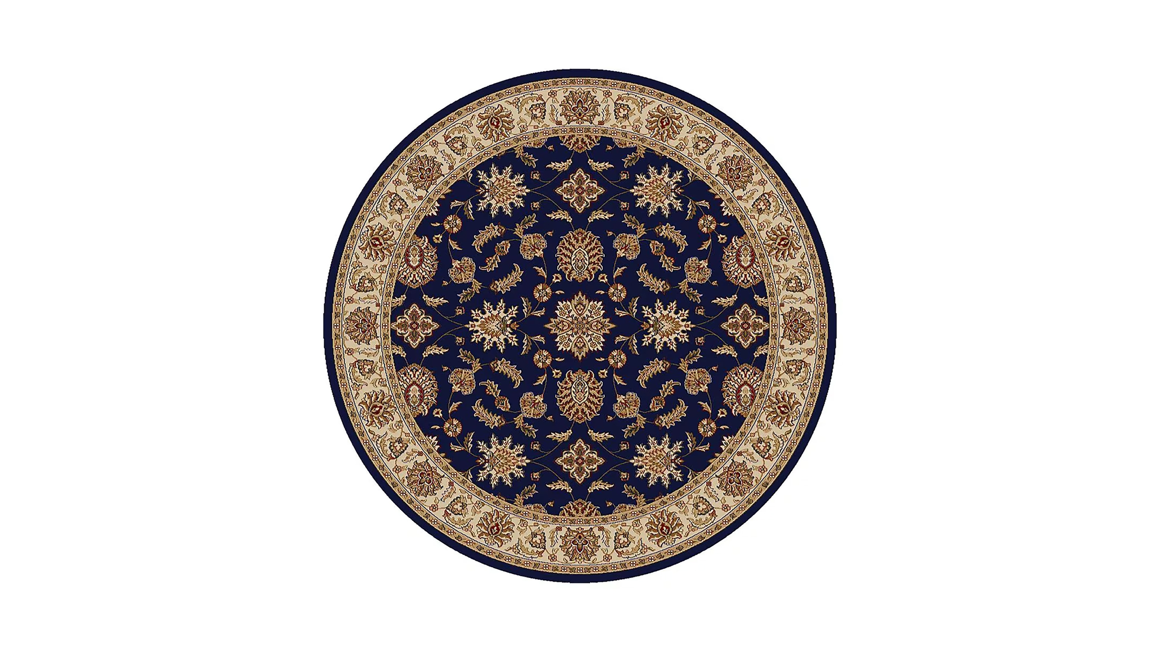 Closeout! Km Home 1592/1085/Navy Pesaro Blue 5'3" x 5'3" Round Area Rug