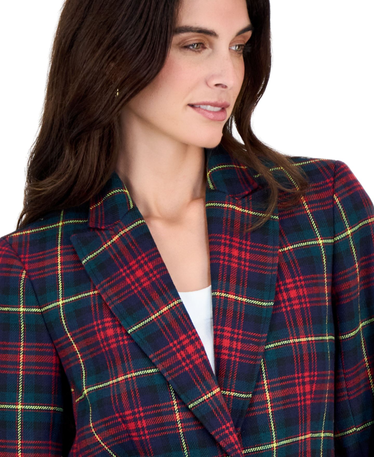 Женский пиджак Tahari ASL Plaid Shoulder-Padded, цвет: Чёрный сосновый разноцветный — фото 4